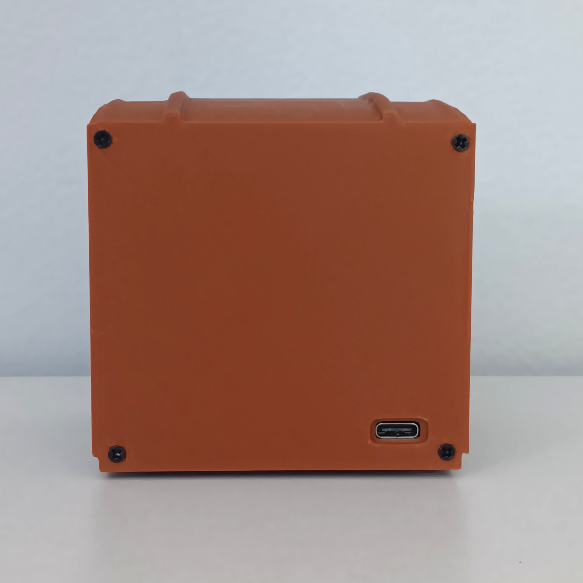 Back view of the Pict-O-Vision Still showing the USB-C power port and assembly screws