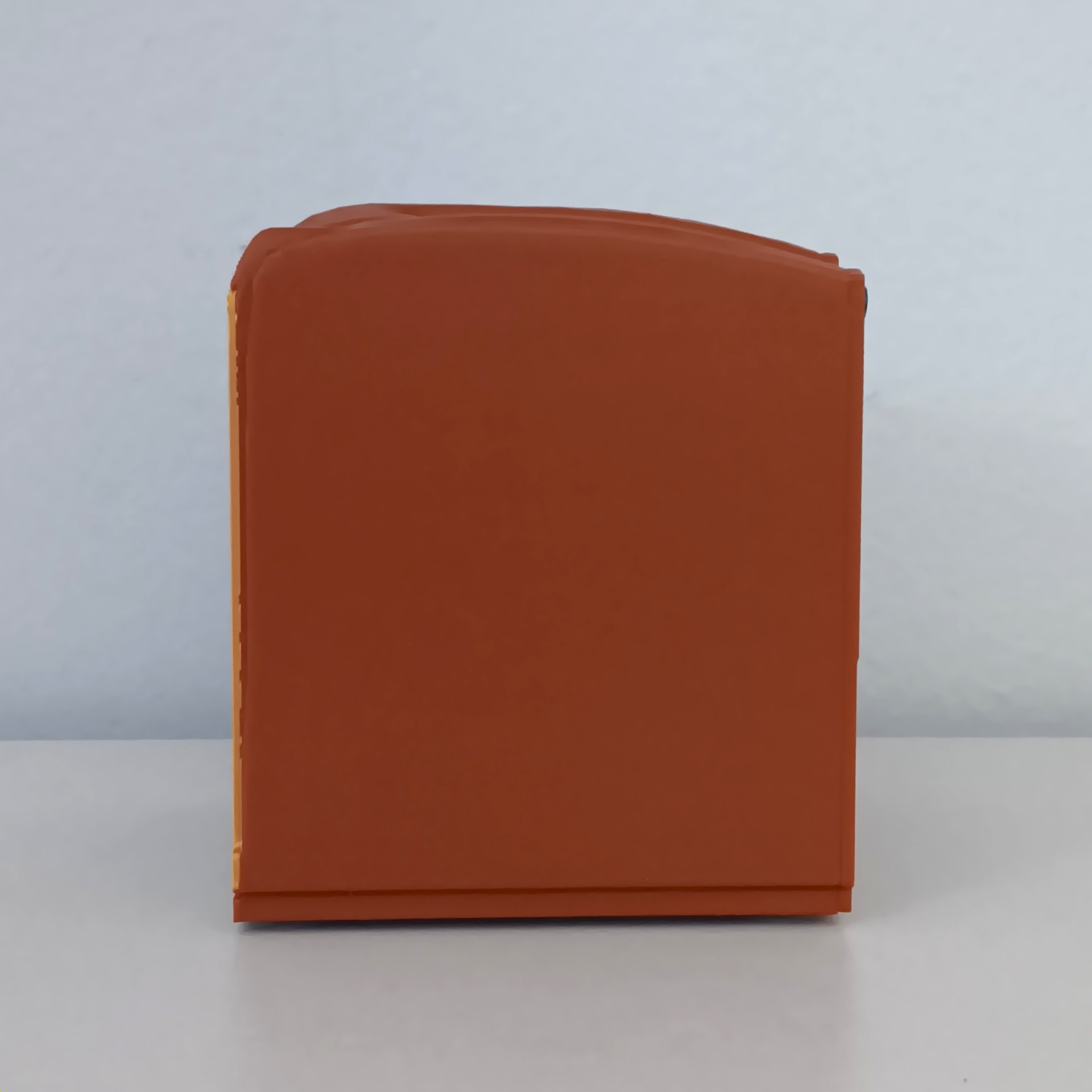 Side profile of the Pict-O-Vision Still showing the rounded cabinet depth